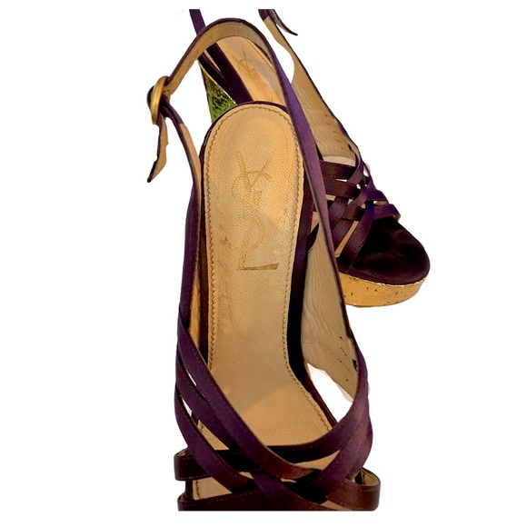 Yves Saint Laurent Gold IDOLE Platform Wedges - Picture 4 of 8